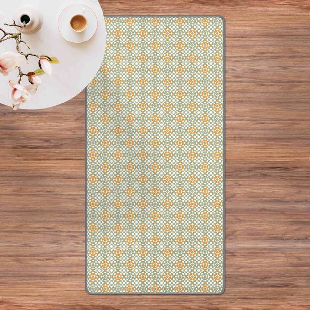 Teppich Orientalisch Orientalisches Muster mit gelben Blüten