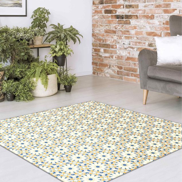 Teppich pastell Orientalisches Muster mit gelben Sternen