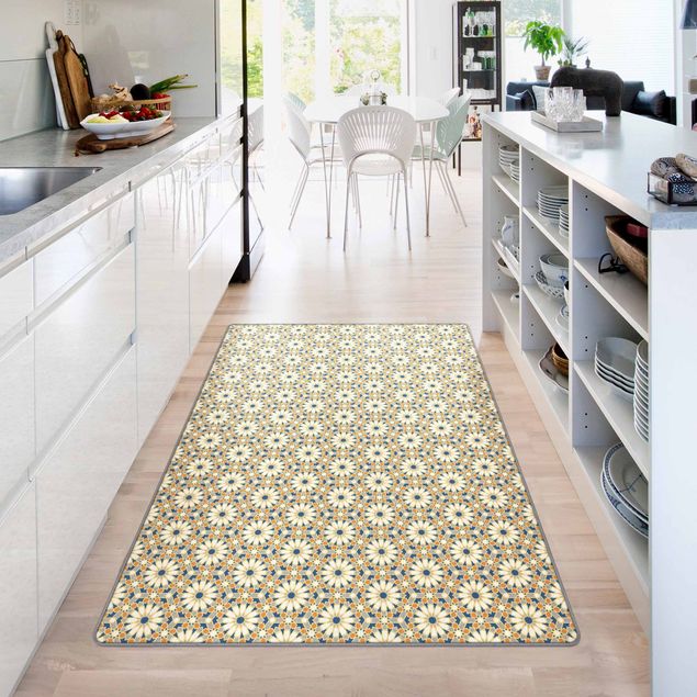 Teppich pastell Orientalisches Muster mit gelben Sternen