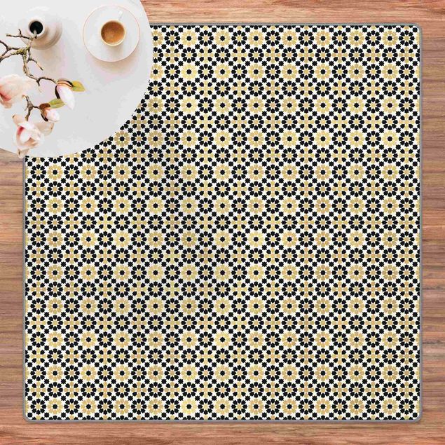 Teppich Orientalisch Orientalisches Muster mit goldenen Blüten