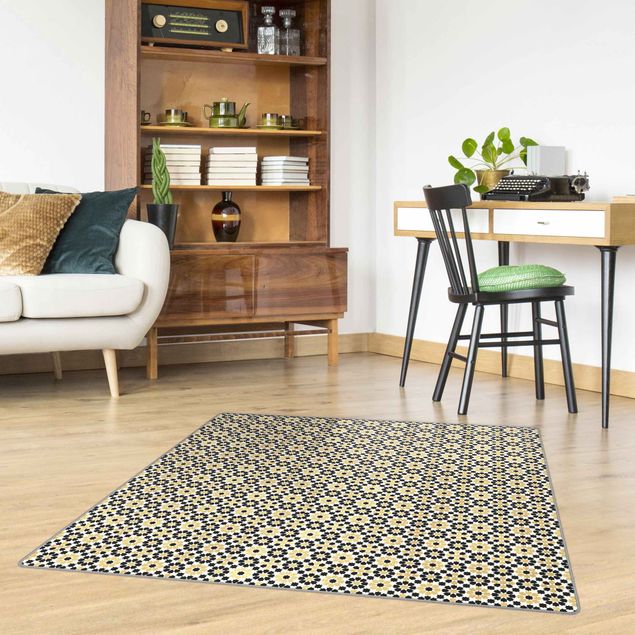 Moderne Teppiche Orientalisches Muster mit goldenen Blüten