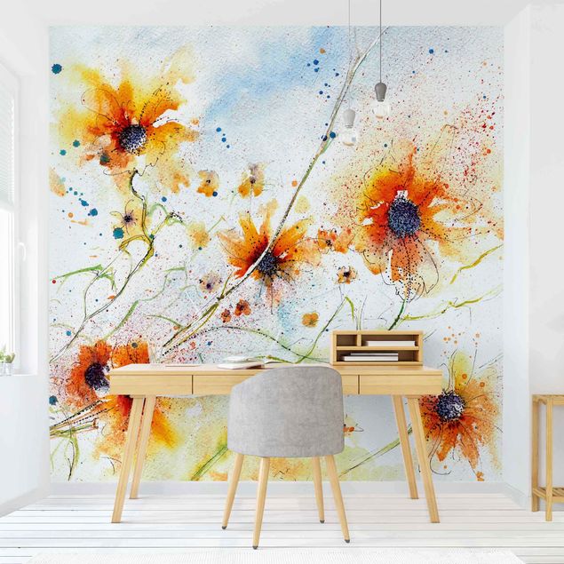 Fototapete abstrakt Painted Flowers