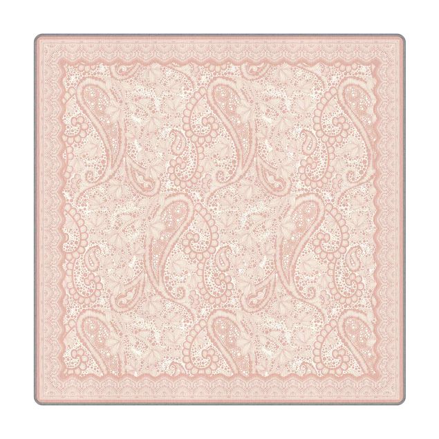 Teppich - Paisley Schaum in Pastell mit Bordüre