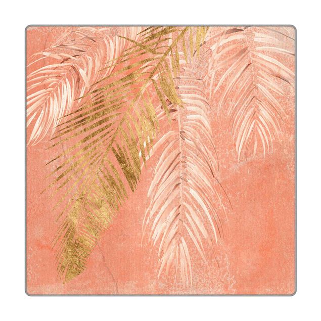 Teppich - Palmenblätter Rosa und Gold I