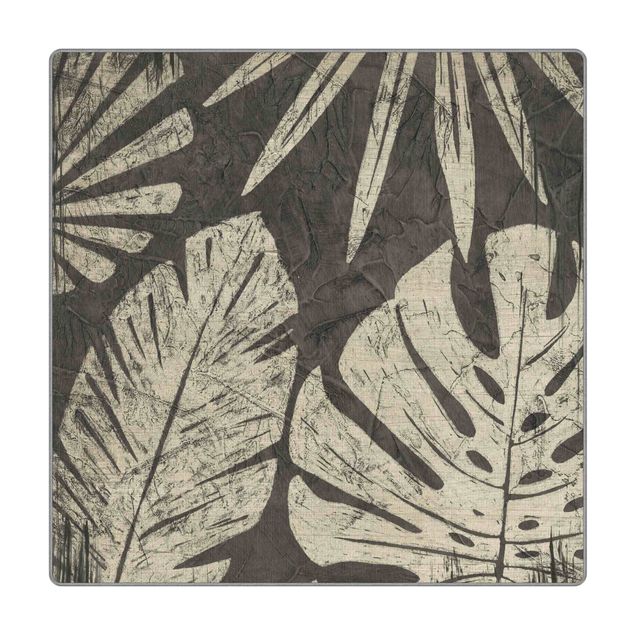 Teppich - Palmenblätter vor Dunkelgrau