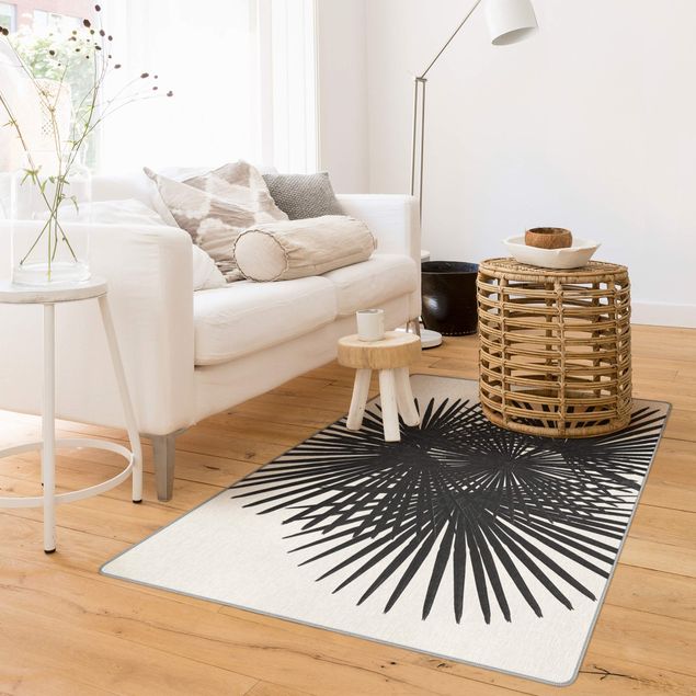Große Teppiche Palmenfarne in Schwarz-Weiß