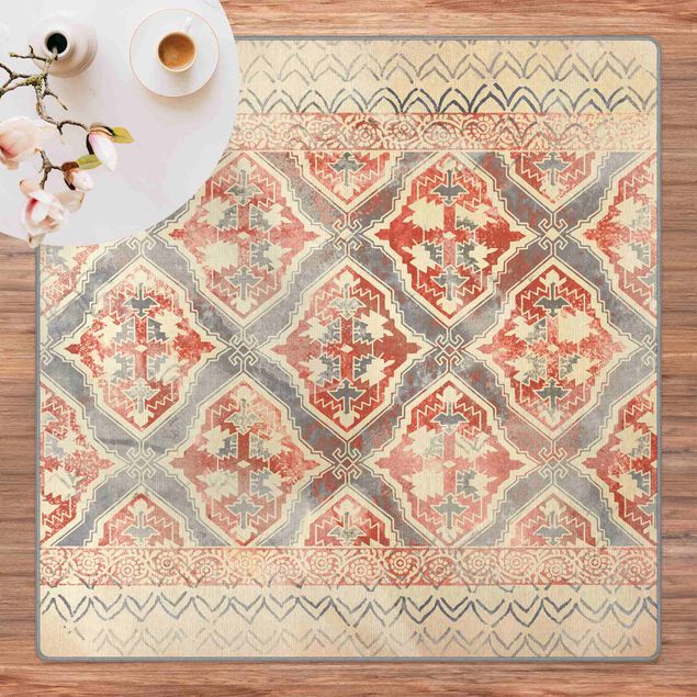 Teppich rot Persisches Vintage Muster in Indigo II