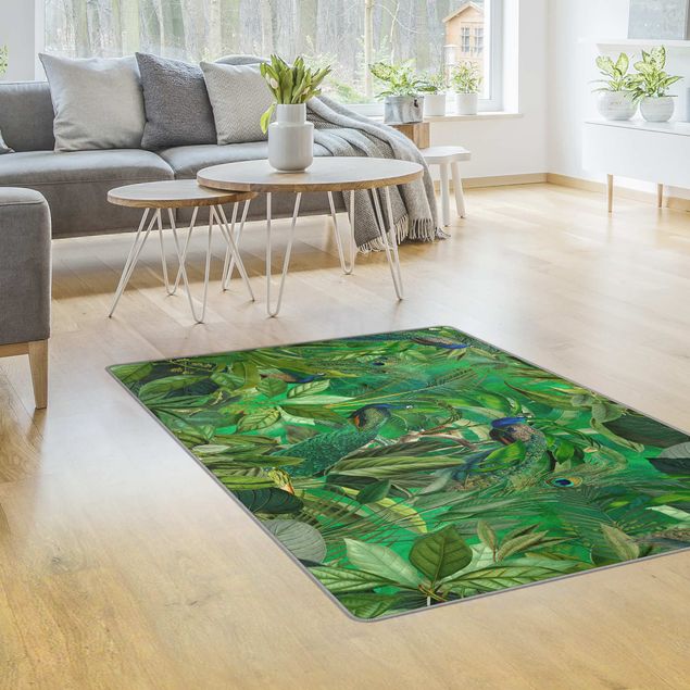 Moderne Teppiche Pfauen im Dschungel
