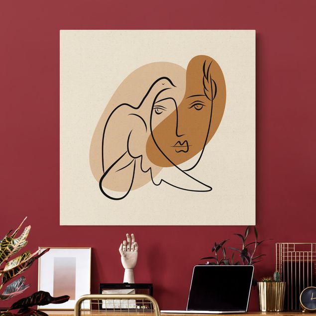 schöne Leinwandbilder Picasso Interpretation - Dame mit Taube