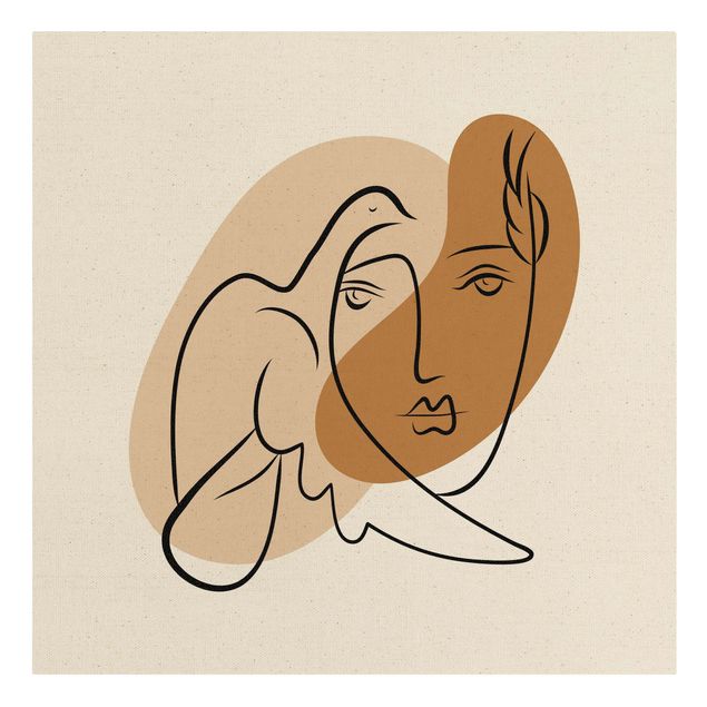 Leinwandbild Natur - Picasso Interpretation - Dame mit Taube - Quadrat 1:1