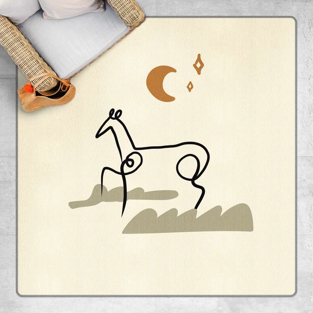 Teppich beige Picasso Interpretation - Das Pferd