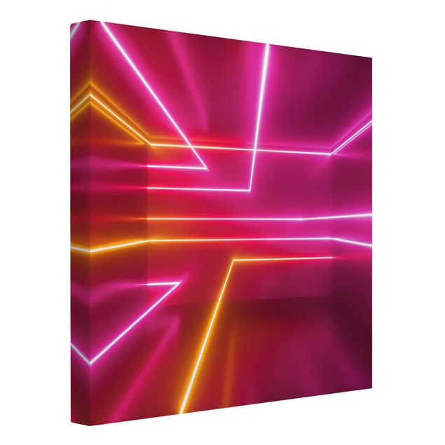 Leinwandbild - Pinke Neonstreifen - Quadrat - 1:1