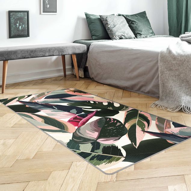 Teppich modern Pinke Tropen Muster XXL