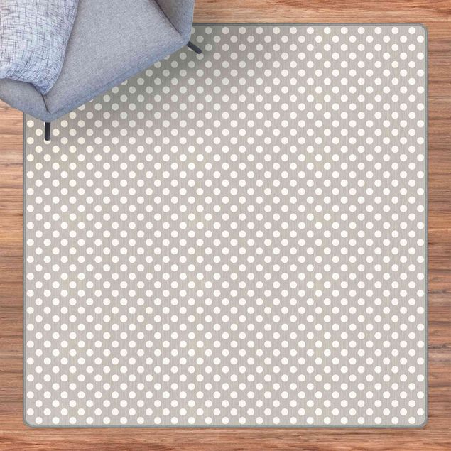 Teppich grau Punkte in Weiß auf Grau