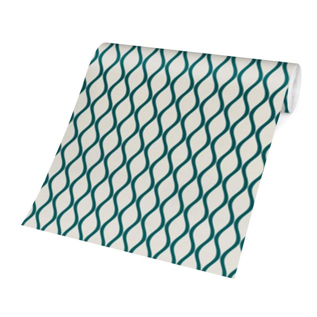 Pattern Design Retro Muster mit Wellen in smaragd