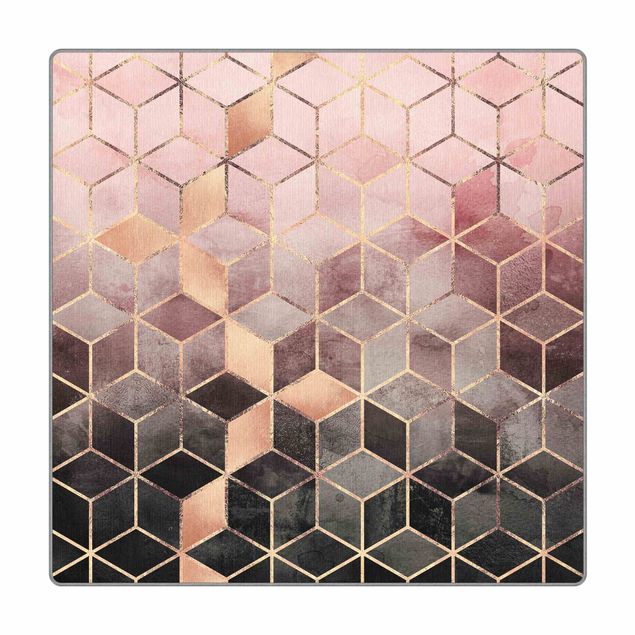 Teppich - Rosa Grau goldene Geometrie