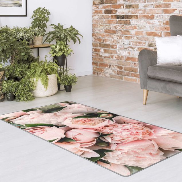 Große Teppiche Rosa Pfingstrosen mit Blättern
