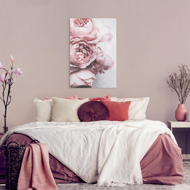 Blumenbilder auf Leinwand Rosa Pfingstrosenblüten Shabby Pastell