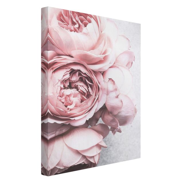 schöne Leinwandbilder Rosa Pfingstrosenblüten Shabby Pastell