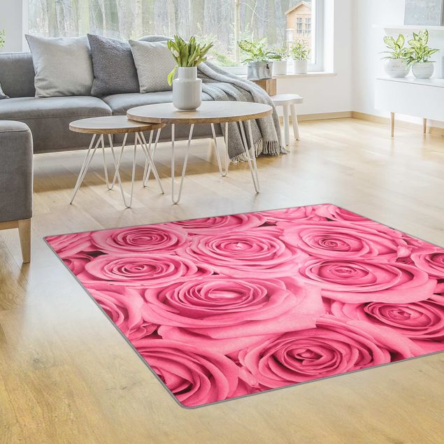 Moderner Teppich Rosa Rosen