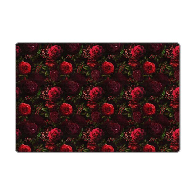 Teppich - Rote Rosen vor Schwarz