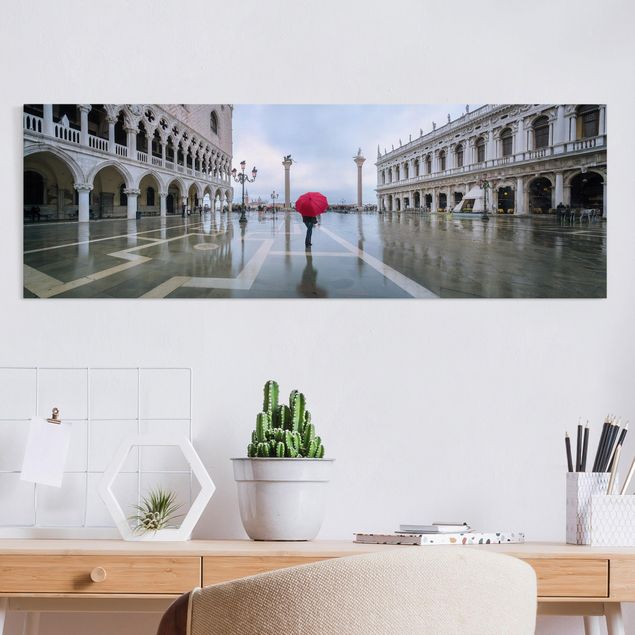 Skyline Leinwand Roter Regenschirm in Venedig