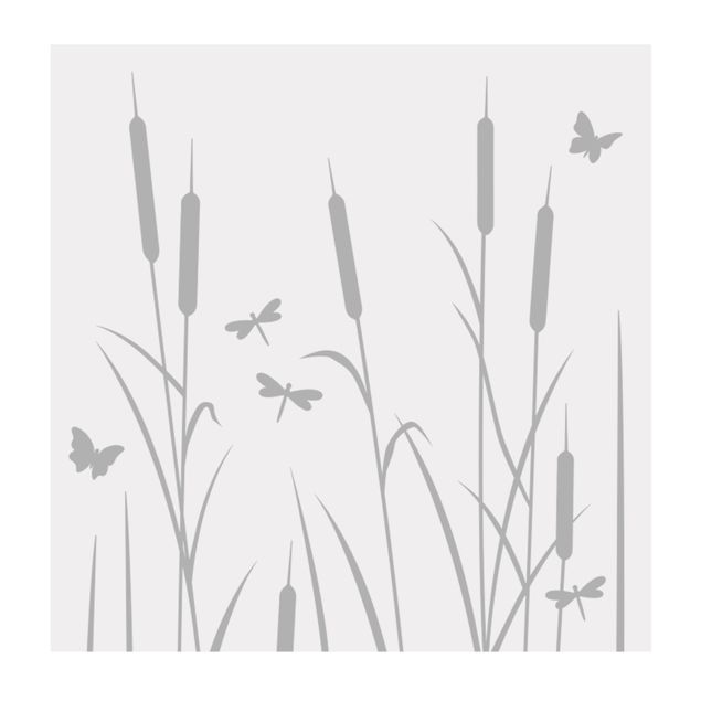 Sichtschutzfolie - Schilf mit Libellen und Schmetterlingen II