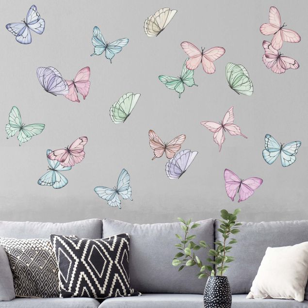 Wandsticker Schmetterlinge Schmetterlinge Aquarell Pastell Set