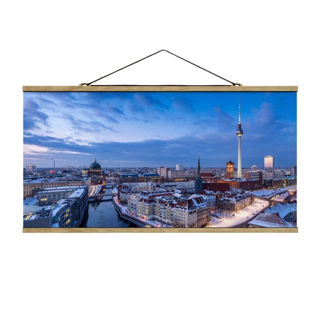Stoffbild mit Posterleisten - Schnee in Berlin - Querformat 2:1