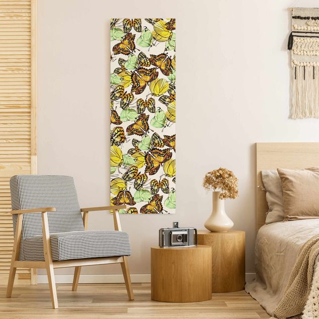 Wandbilder Schwarm von Gelben Schmetterlingen