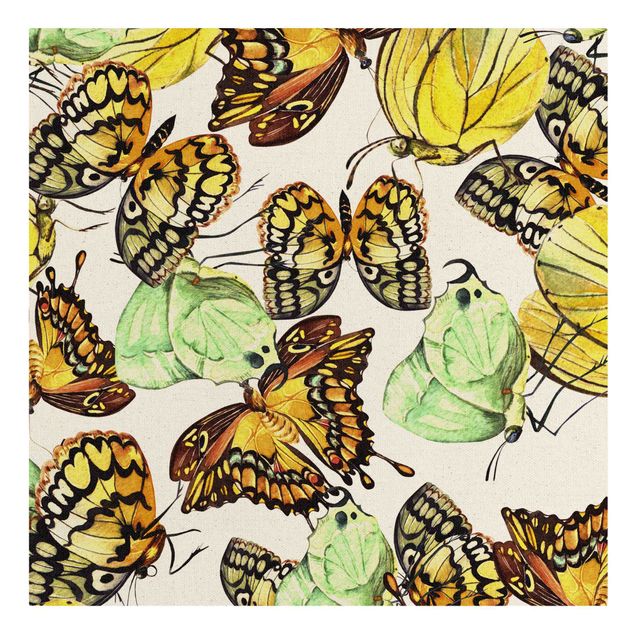 Leinwandbilder Schwarm von Gelben Schmetterlingen