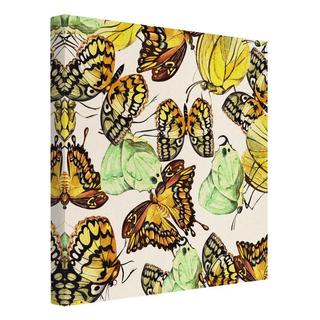 Leinwandbild Natur - Schwarm von Gelben Schmetterlingen - Quadrat 1:1