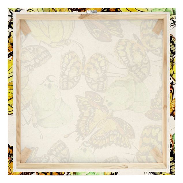 Leinwandbild Natur - Schwarm von Gelben Schmetterlingen - Quadrat 1:1