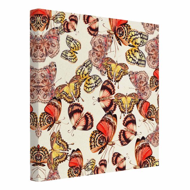 Leinwandbild Natur - Schwarm von Schmetterlingen Pfauenauge - Quadrat 1:1