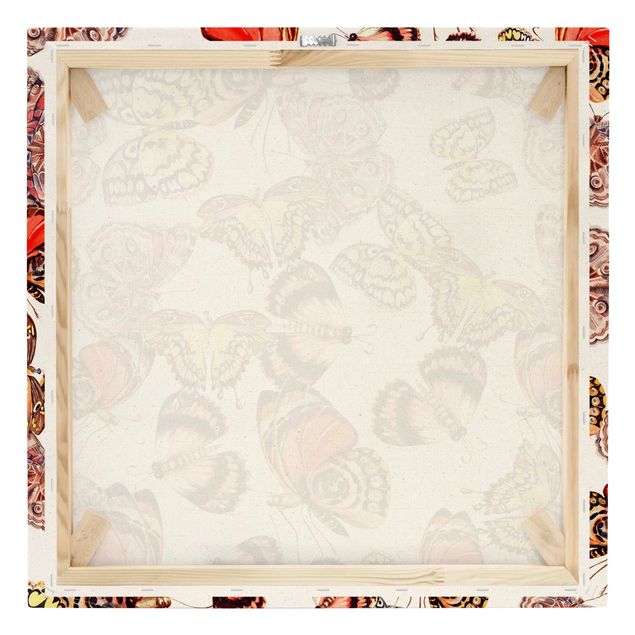 Leinwandbild Natur - Schwarm von Schmetterlingen Pfauenauge - Quadrat 1:1