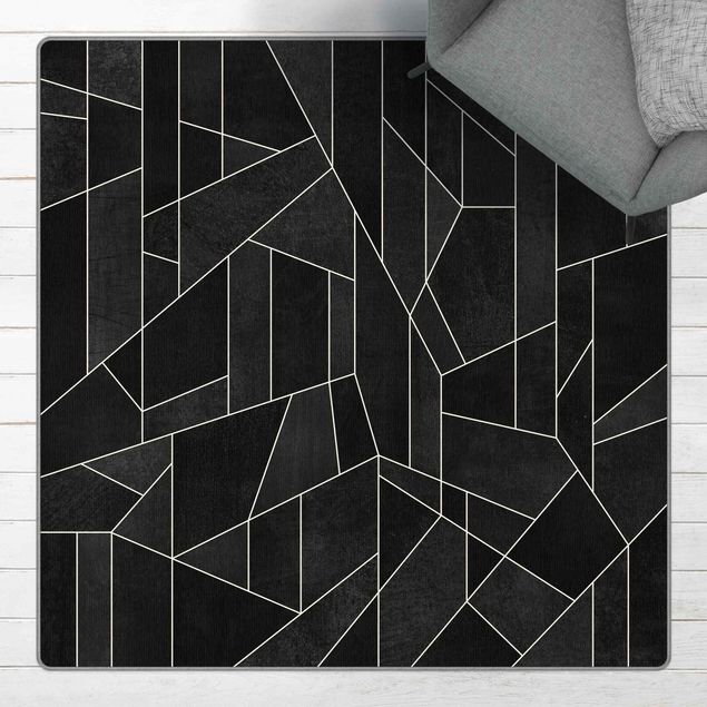 Abstrakte Teppiche Schwarz Weiß Geometrie Aquarell