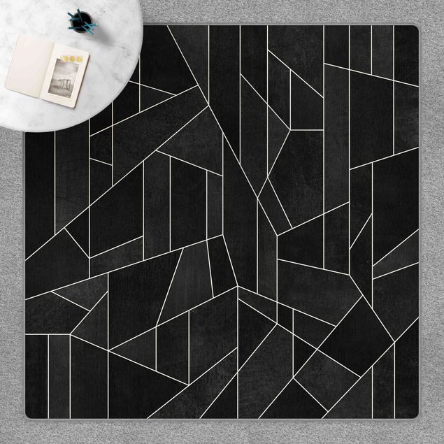 Teppich schwarz-weiß Schwarz Weiß Geometrie Aquarell