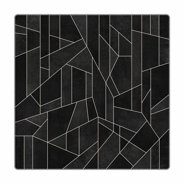 Teppich - Schwarz Weiß Geometrie Aquarell