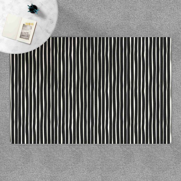 Große Teppiche Schwarz Weiße Streifen