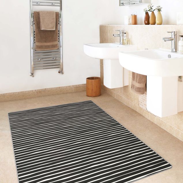 Moderne Teppiche Schwarz Weiße Streifen