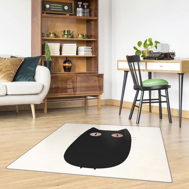 Teppich modern Schwarze Katze Illustration