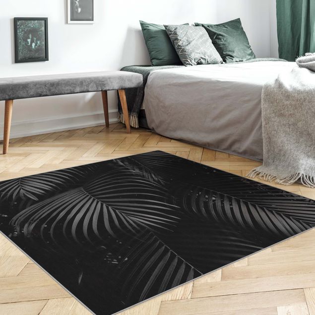 Teppich schwarz Schwarze Palmwedel
