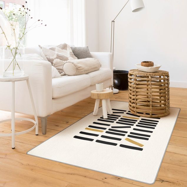 Moderne Teppiche Schwarze und Goldene Balken