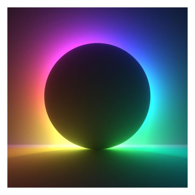 Fototapete - Schwarzer Kreis mit Neonlicht