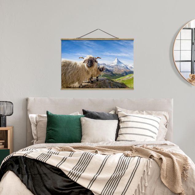 Stoffbilder mit Posterleisten Schwarznasenschafe von Zermatt