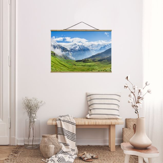 Stoffbilder mit Posterleisten Schweizer Alpenpanorama