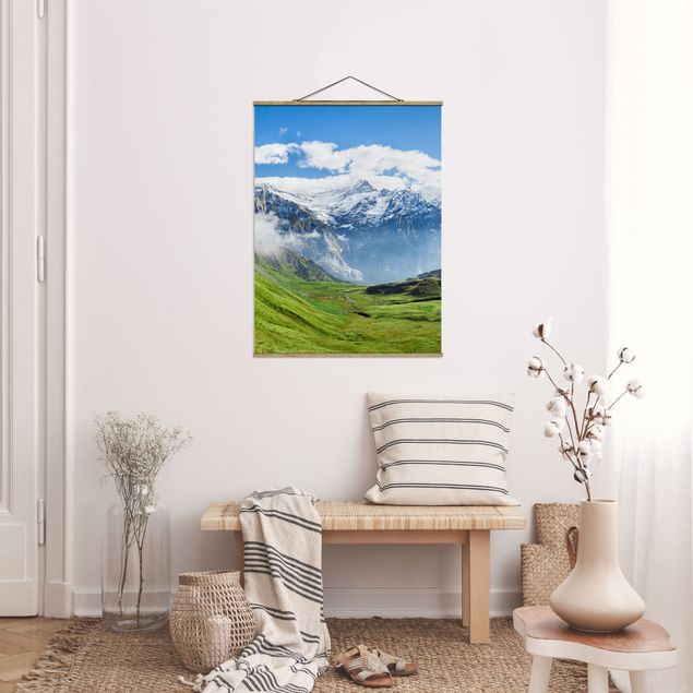 Stoffbilder mit Posterleisten Schweizer Alpenpanorama