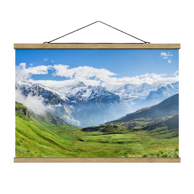 Stoffbild mit Posterleisten - Schweizer Alpenpanorama - Querformat 3:2