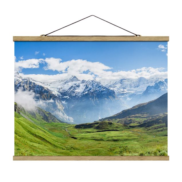 Stoffbild mit Posterleisten - Schweizer Alpenpanorama - Querformat 4:3