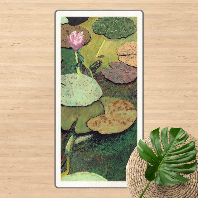 Teppich Blumenmuster Seerose mit Blättern III